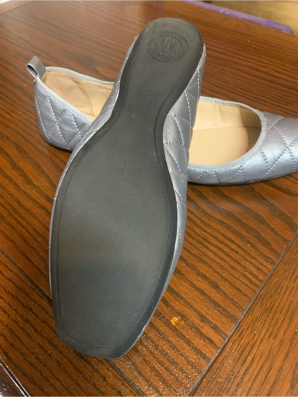 DKNY Quilted Silver-Gray Ballet Flats - Picture 4 of 5